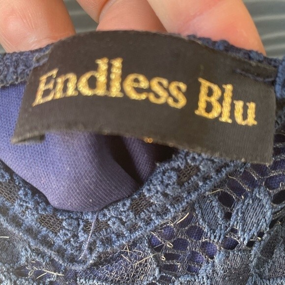 Endless Blu Lace Mini Dress Navy Size L - Picture 3 of 10